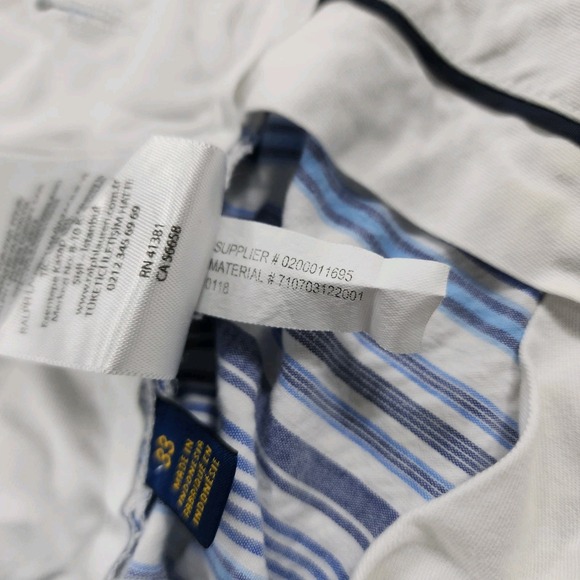 Polo Ralph Lauren Shorts MENS 33 Blue White Stripe Stretch Classic Fit Pony Logo - Picture 11 of 12